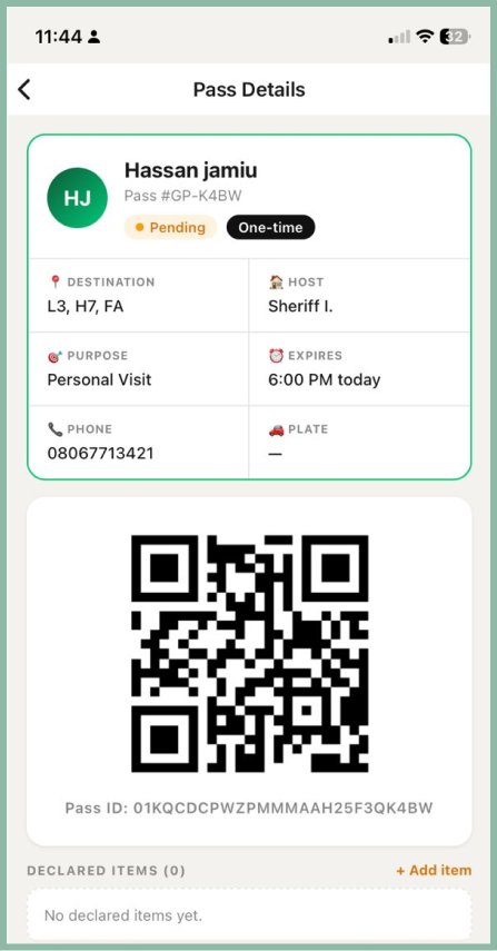 Visitor Pass